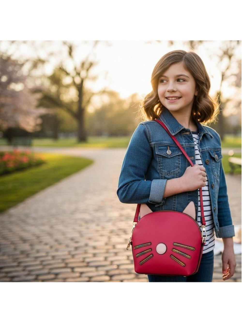 Brentano Red Cat Face Crossbody Bag